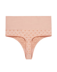 Women's high-waisted tummy-control underwear featuring seamless nylon fabric, floating seam construction, and high-stretch elastane blend for a second-skin sculpting fit.