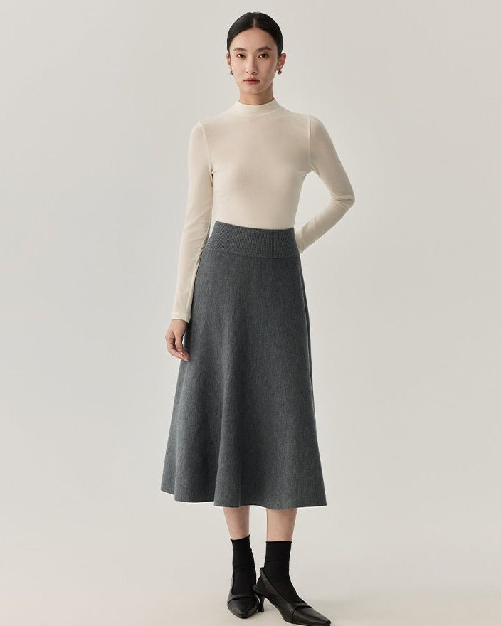Solid Color Simple Midi Skirt