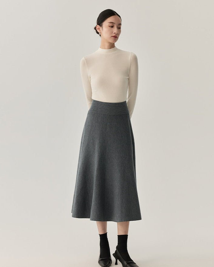 Solid Color Simple Midi Skirt