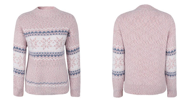 High-Neck Snowflake Knit Sweater