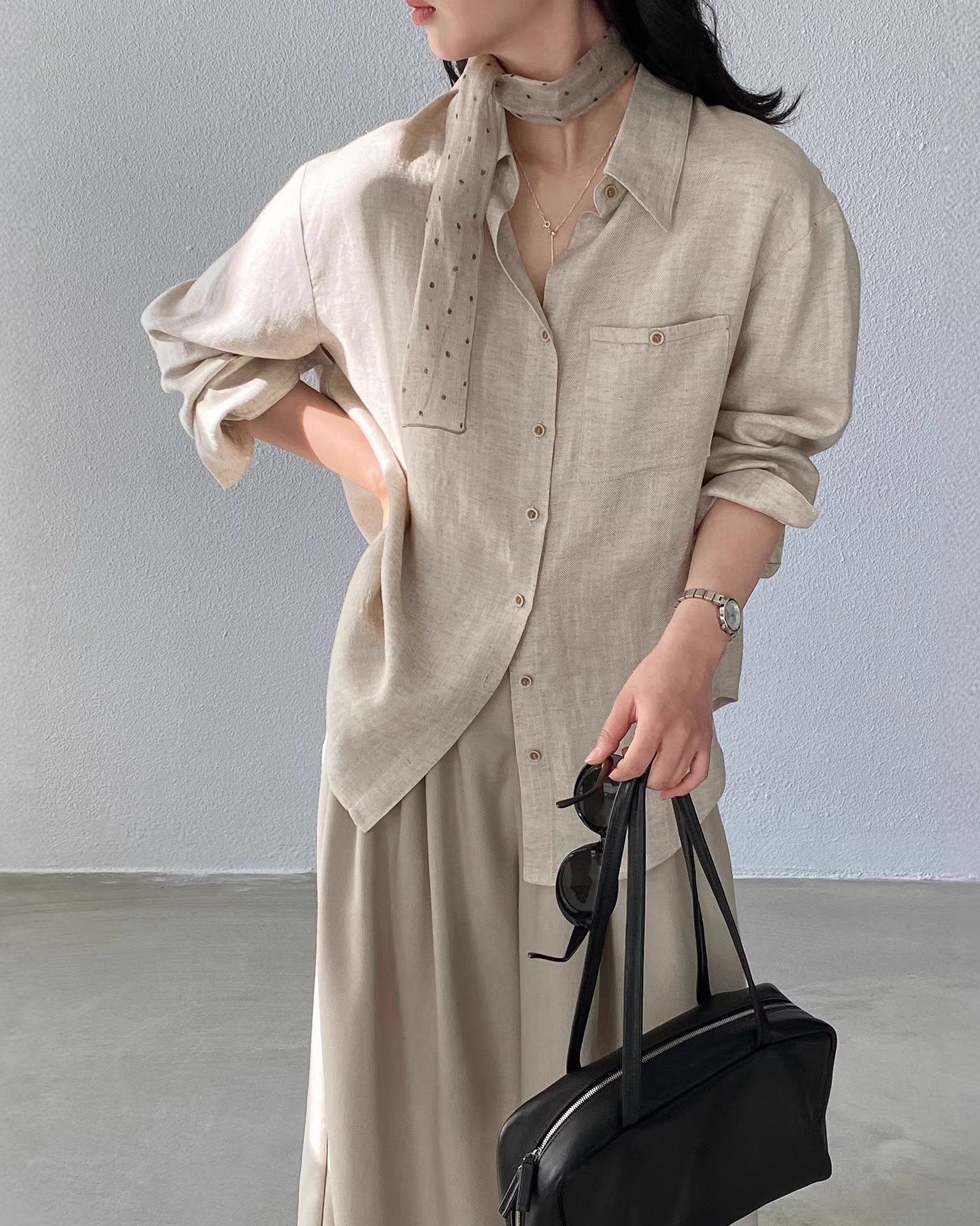 Loose-Fit Linen-Blend Button-Down Shirt