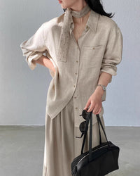 Loose-Fit Linen-Blend Button-Down Shirt