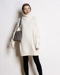 Cashmere Mid-Length Loose-Fitting Turtleneck Sweater