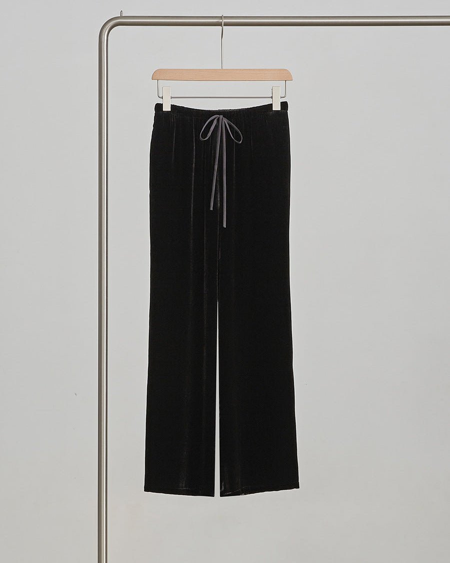 High-Waisted Wide-Leg Silk Velvet Pants
