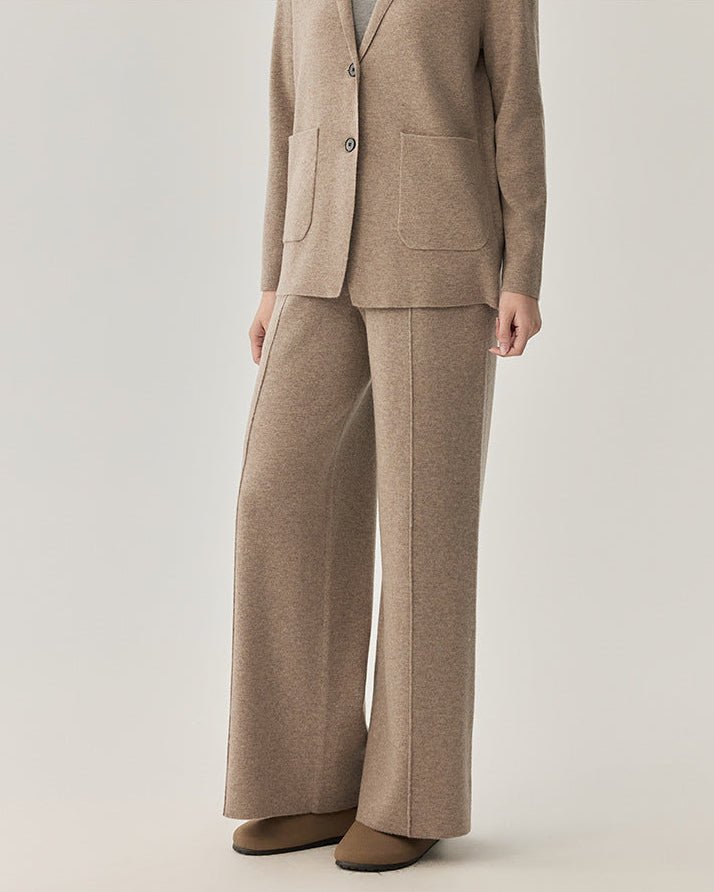 Wool Straight Leg Casual Trousers