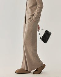 Wool Straight Leg Casual Trousers