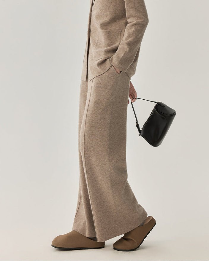 Wool Straight Leg Casual Trousers