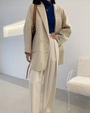 Double Breasted Oversized Short Wool Coat