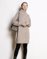 Cashmere Mid-Length Loose-Fitting Turtleneck Sweater