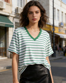 Loose-Fit Striped V-Neck T-Shirt