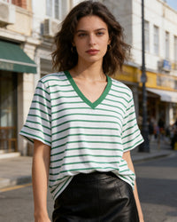 Loose-Fit Striped V-Neck T-Shirt