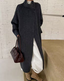 Long Stand-Up Collar Double-Faced Wool Coat