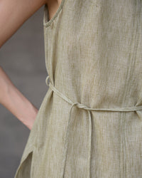 Mid-Length Crew Neck Linen Vest