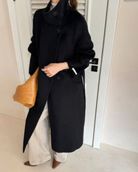 Long Stand-Up Collar Double-Faced Wool Coat