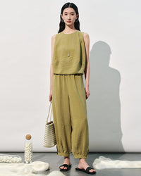 Sleeveless Loose-Fit Crew Neck Tank Top