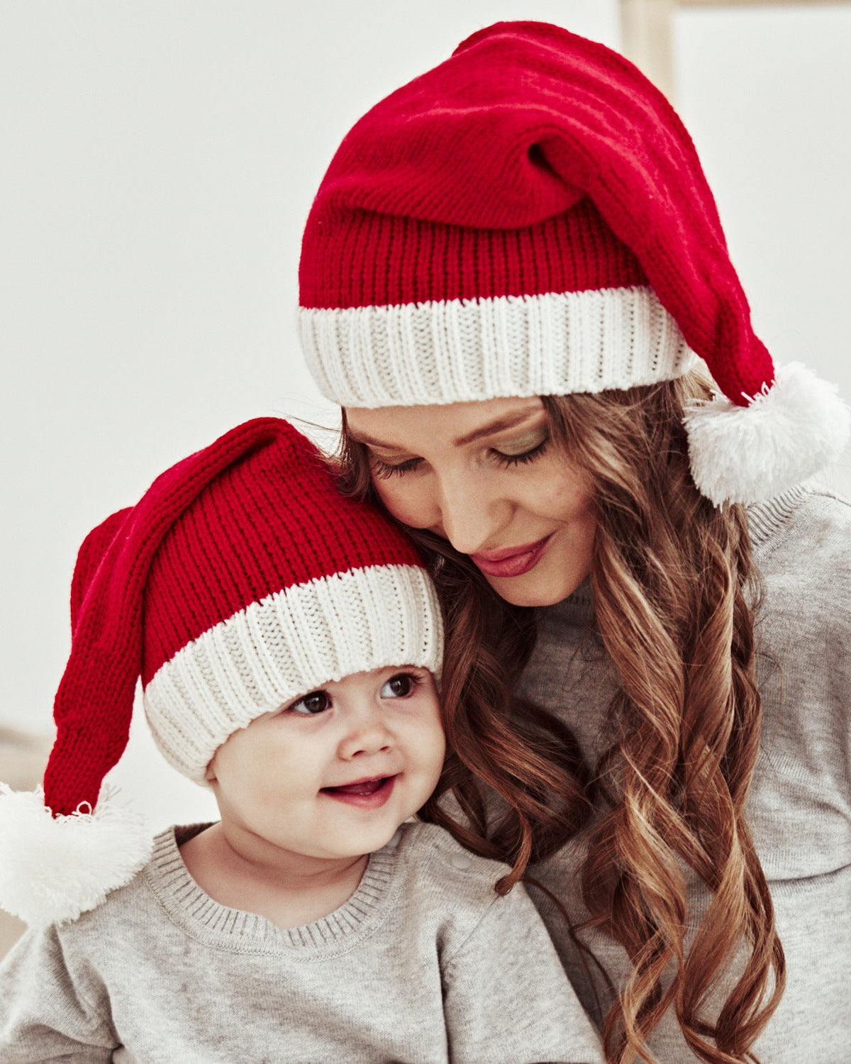 Christmas Mom And Baby Knitted Hat