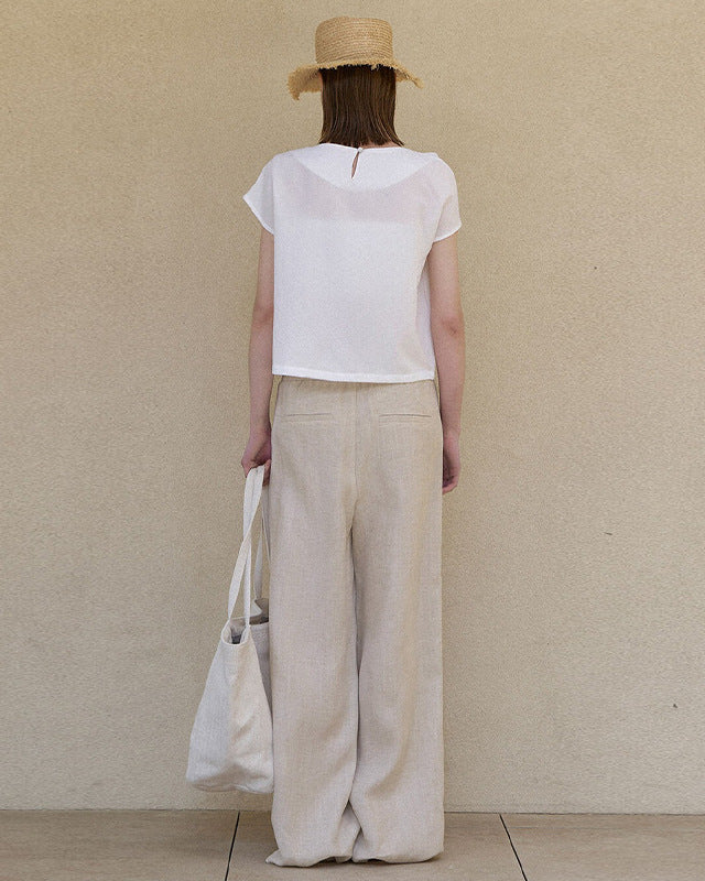 Loose Linen Straight-Leg Pants