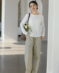 Casual Long-Sleeved Round Neck Base Layer