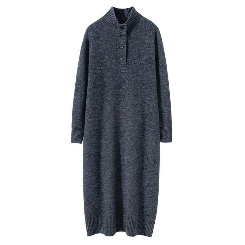 Cashmere Turtleneck Loose-Fitting Casual Dress