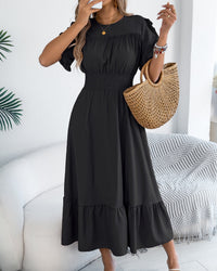 Casual Short-Sleeved Slim-Fit Long Dress