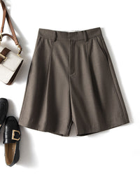 High-Waisted Casual Suit Shorts