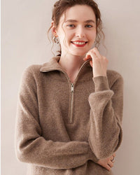 Half-Zip Thick Cashmere Wool Sweater