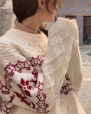 Christmas Retro Jacquard Crew Neck Sweater