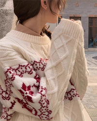 Christmas Retro Jacquard Crew Neck Sweater