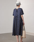 Loose-Fitting Short-Sleeve Silk Dress
