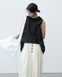 Ruffled V-Neck Button-Down Shirt