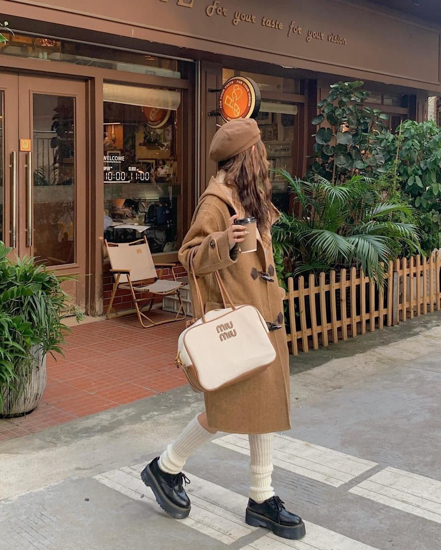 Sheep Wool Hooded Duffle Coat