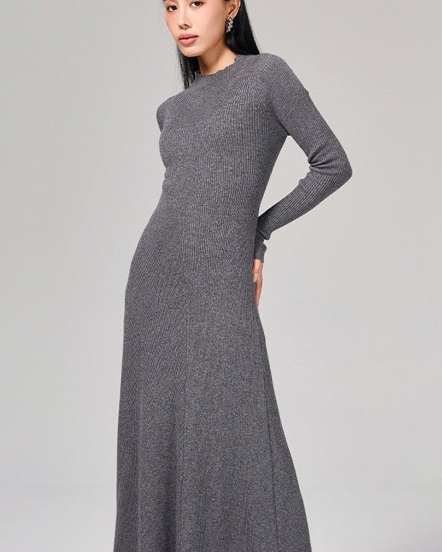 Lace-Up Wool Maxi Dress