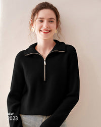 Half-Zip Thick Cashmere Wool Sweater