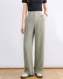 High-Waisted Slim Straight-Leg Trousers
