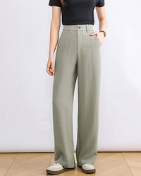 High-Waisted Slim Straight-Leg Trousers