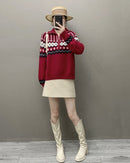Cashmere Loose Half-Zip Casual Sweater