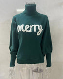 High-Neck Batwing Sleeve Christmas Knit Sweater