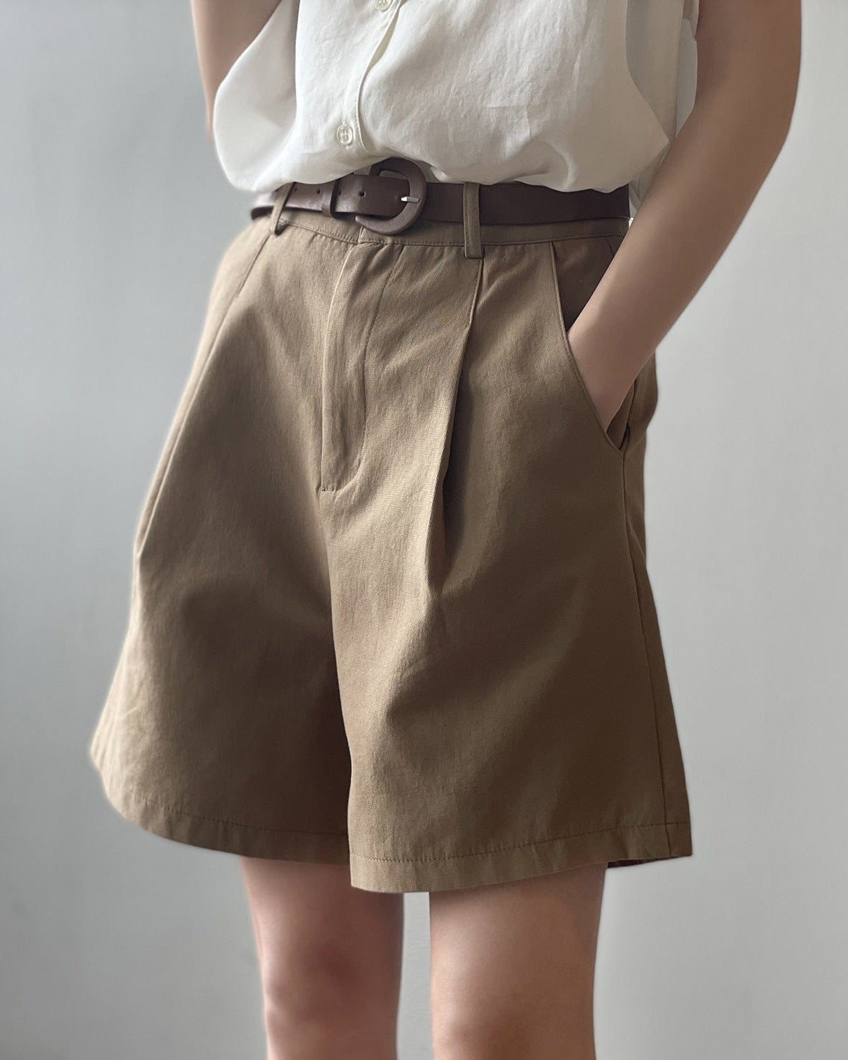 High-Waisted Loose-Fit Suit Shorts