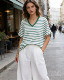 Loose-Fit Striped V-Neck T-Shirt