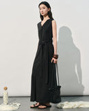 V-Neck Sleeveless Tie-Up Slit Dress