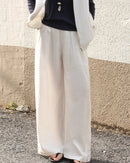 High-Waisted Draped Straight-Leg Trousers