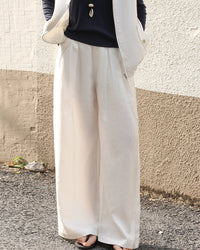 High-Waisted Draped Straight-Leg Trousers