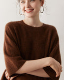Cashmere Knitted Three-Quarter Sleeve Loose Sweater