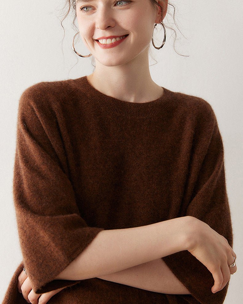 Cashmere Knitted Three-Quarter Sleeve Loose Sweater