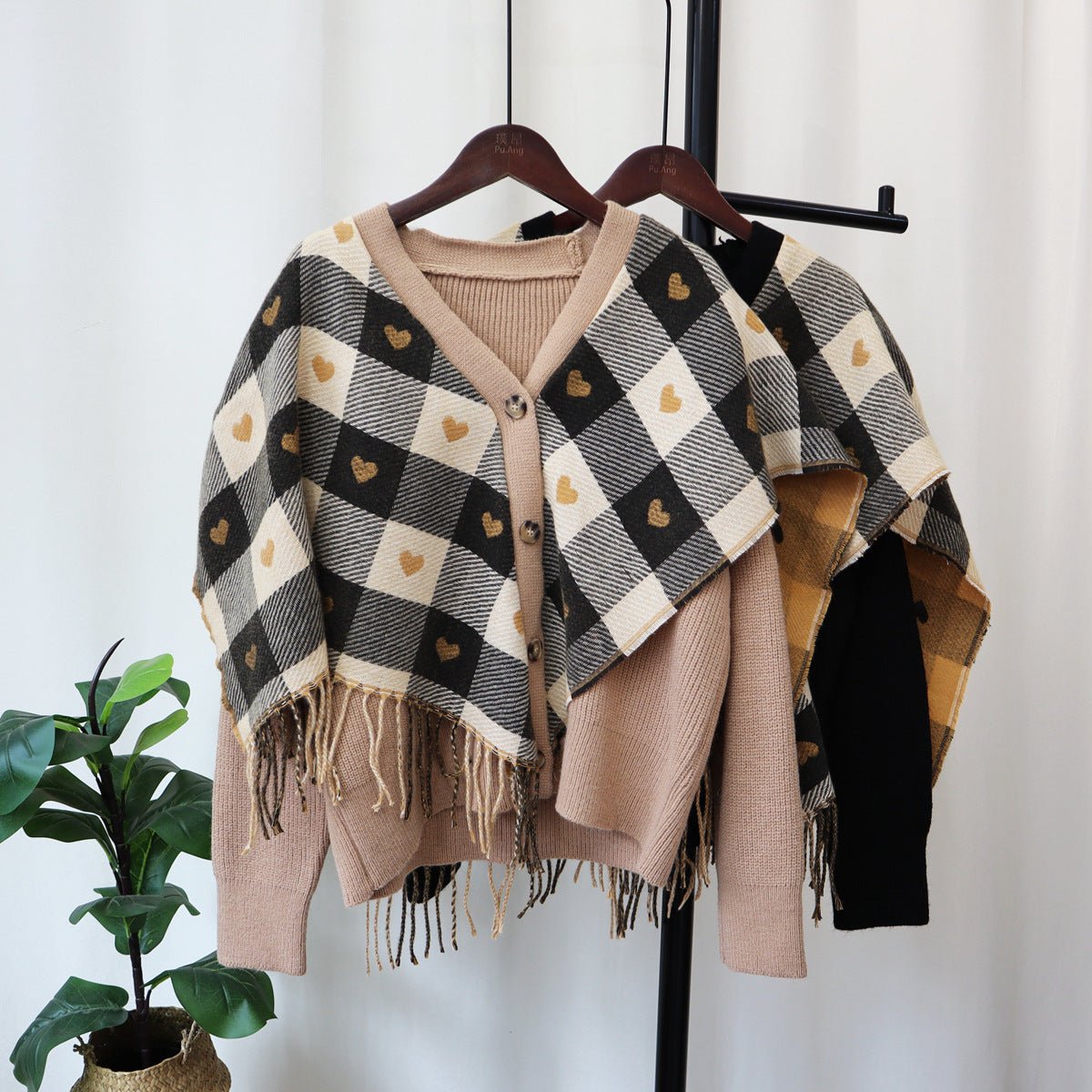 Fake Two-pieces Patchwork Shawl Sweater