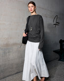 High-Waisted, Structured-Panel A-Line Skirt