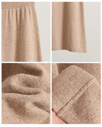 High-Waisted Wool Knit Long A-Line Skirt