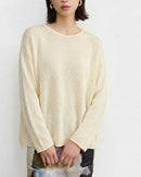 Crew-Neck Long-Sleeve Knitted T-Shirt