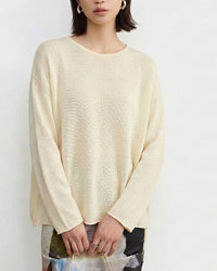 Crew-Neck Long-Sleeve Knitted T-Shirt