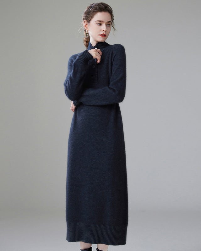 Cashmere Turtleneck Loose-Fitting Casual Dress